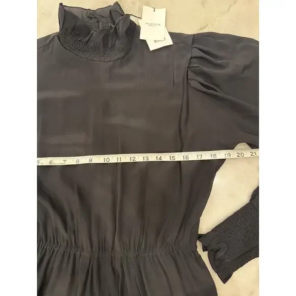 Isabel Marant Etoile Yescott Dress Sz 6 EU Sz 36 Black Silk Asymmetric Midi NWT - Picture 9 of 12